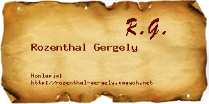 Rozenthal Gergely névjegykártya